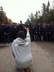 Amanda Polchies faced down by RCMP line at Elsipogtog