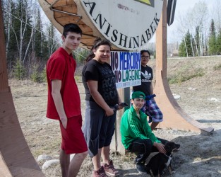 Youth who walked to raise attention to logging in Grassy Narrows territory.