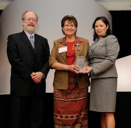 Elsey Gauthier (centre) received recognition for her tireless contributions from