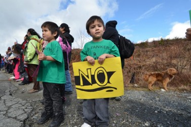 Heiltsuk children turned out to greet the Northern Gateway