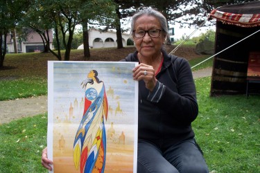Maxine Noel with her print entitled “Not Forgotten”