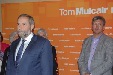 Cameron Alexis (right) with NDP leader Thomas Mulcair at AFN