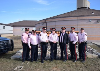 Members of the Blood Tribe Police Service wore pink patrol shirts on Feb.