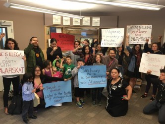 First Nations families and non-Aboriginal activists occupied the INAC Vancouver 