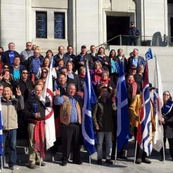Métis Nation of Alberta President Audrey Poitras (front row far right)