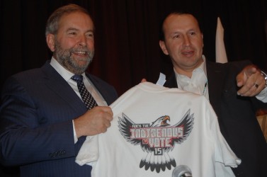 NDP leader Thomas Mulcair and Treaty 6 Grand Chief Tony Alexis
