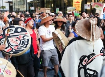 Protesting Northern Gateway in Vancouver in 2014 (file photo)