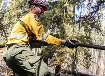 Fire fighter at North Wabasca Lake fire.