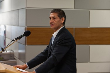 George Lafond makes a presentation at the University of Saskatchewan.