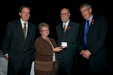 Receiving the Royal Canadian Geographical Society 2010 Gold Medal were (from lef