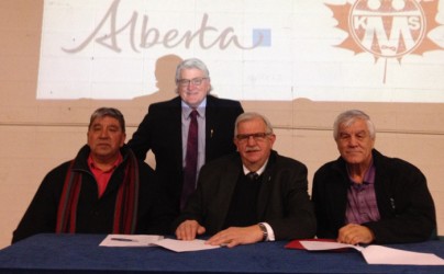 Photo caption: On Nov. 12 (from left) Métis Settlements General Council presiden