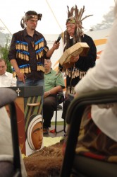 Creator of the box Luke Marston (left) and Elder Charlie Nelson from Roseau Rive