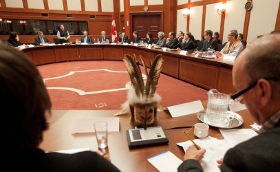 PM Stephen Harper participates in a working meeting with First Nations