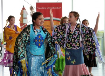 Sophia (left) and Jessa were part of the École St. Mary dance troupe 