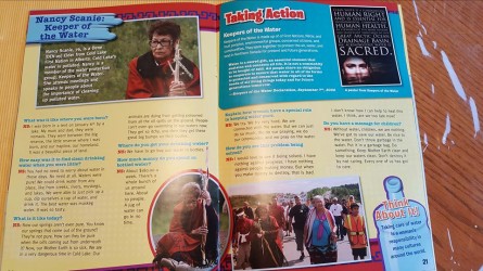 This two-page spread on Elder Nancy Scannie is part of Scholastic’s Take Action 